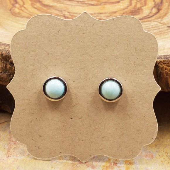 Larimar and Sterling Silver Stud Earrings - Picture 1 of 2